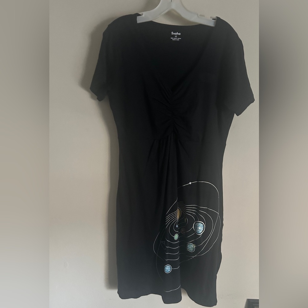 SVAHA Solar System Dress Black Planets SZ 12
